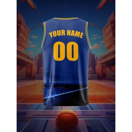 Custom Kids Basketball Jersey, Polyester 100% Knit Fabric, Breathable & Washable, Color Block All Over Print, Sleeveless Sports Vest for Boys & Girls, Casual & Training Wear, Outdoor Sports & Leisure, Spring/Summer/Fall - Loose Fit