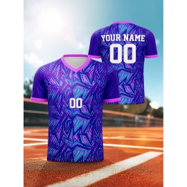 [Customizable Soccer Shirt] Customizable V-Neck Youngsters's Soccer Shirt | Comfortable Fit, Sports & Casual Outdoor Running Top | Personalized Name and Number