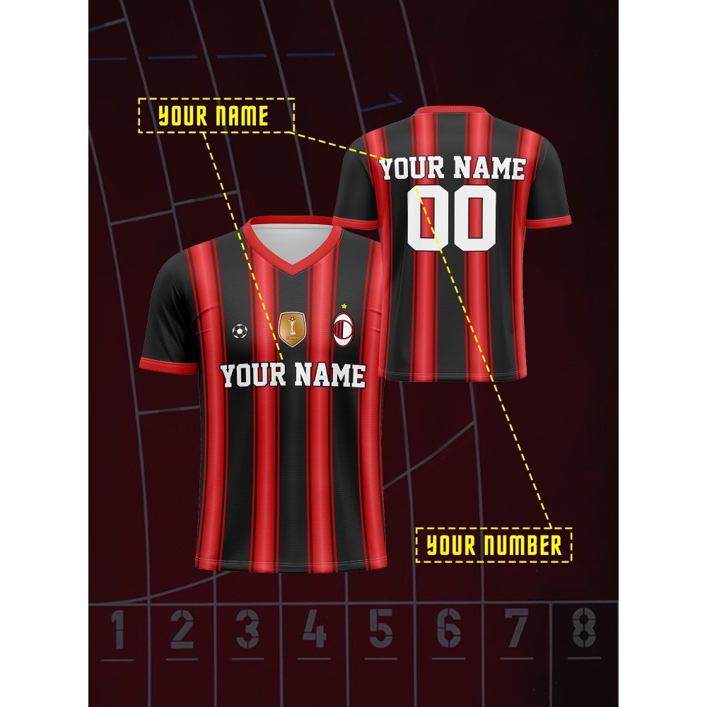 Custom Youngsters' Soccer Jersey - V-Neck, Personalized Name & Number, Comfort Fit for Sports & Casual Wear, Breathable Polyester, Machine Washable, 2024, Running