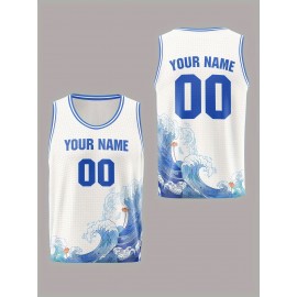 Customizable Kids Basketball Jersey, Polyester 100% Knit Fabric, Breathable & Washable, All Over Print, Loose Fit for Boys & Girls, Outdoor Sports & Casual Wear, Spring/Summer/Fall - Party, Training, Beach, Festive Occasions