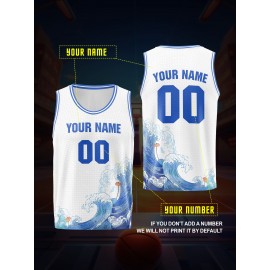 Customizable Kids Basketball Jersey, Polyester 100% Knit Fabric, Breathable & Washable, All Over Print, Loose Fit for Boys & Girls, Outdoor Sports & Casual Wear, Spring/Summer/Fall - Party, Training, Beach, Festive Occasions