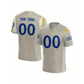 Customized Football Jersey - Personalized Team Name & Number, V-Neck Sportswear, Lightweight Summer Football Shirt with Bold Print, Casual or Team Uniform for Sports & Casual Wear