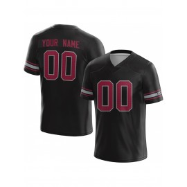 Customized Football Jersey - Personalized Team Name & Number, V-Neck Sportswear, Lightweight Summer Football Shirt with Bold Print, Casual or Team Uniform for Sports & Casual Wear