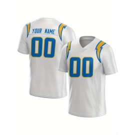 Customized Football Jersey - Personalized Team Name & Number, V-Neck Sportswear, Lightweight Summer Football Shirt with Bold Print, Casual or Team Uniform for Sports & Casual Wear