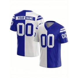 Customized Football Jersey - Personalized Team Name & Number, V-Neck Sportswear, Lightweight Summer Football Shirt with Bold Print, Casual or Team Uniform for Sports & Casual Wear