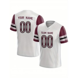 Customized Football Jersey - Personalized Team Name & Number, V-Neck Sportswear, Lightweight Summer Football Shirt with Bold Print, Casual or Team Uniform for Sports & Casual Wear