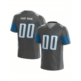 Customized Football Jersey - Personalized Team Name & Number, V-Neck Sportswear, Lightweight Summer Football Shirt with Bold Print, Casual or Team Uniform for Sports & Casual Wear