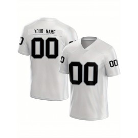 Customized Football Jersey - Personalized Team Name & Number, V-Neck Sportswear, Lightweight Summer Football Shirt with Bold Print, Casual or Team Uniform for Sports & Casual Wear