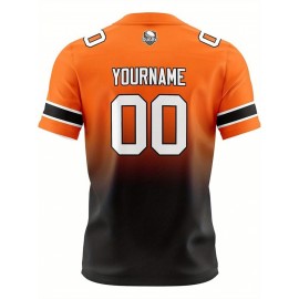 Customizable Women'S Football Jersey - Personalized Name, Number & Logo, Comfort Fit for Sports, Training & Casual Wear, Summer V-Neck T-Shirt with Bold Yellow & Red Design, Football Jersey, Nonelastic Fabric