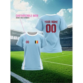 Customizable Plus Size Soccer Jersey - Personalized Name & Number, Red with Black Sleeves, Breathable Athletic Shirt for Team Sports & Outdoor Activities, Soccer Accessories, Team Sports Apparel, Dynamic Graphic Design, Durable Fabric Shirt