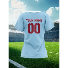 Customizable Plus Size Soccer Jersey - Personalized Name & Number, Red with Black Sleeves, Breathable Athletic Shirt for Team Sports & Outdoor Activities, Soccer Accessories, Team Sports Apparel, Dynamic Graphic Design, Durable Fabric Shirt