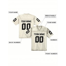 Customizable Women'S Football Jersey - Personalized Name & Number, V-Neck, Short Sleeve, Breathable Non-Stretch Fabric, Summer Sports Jersey, Perfect Gift for Women'S Fans, Football Jersey, Fan Merchandise, Standard Size, Stretchy Fabric