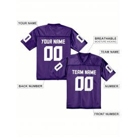 Customizable Women'S Football Jersey - Personalized Name & Number, V-Neck, Short Sleeve, Breathable Non-Stretch Fabric, Summer Sports Jersey, Perfect Gift for Women'S Fans, Football Jersey, Fan Merchandise, Standard Size, Stretchy Fabric