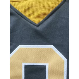 Customizable Women'S Plus Size Football Jersey T-Shirt - Personalized Team Name & Number, Black with Golden Accents, V-Neck, Short Sleeve, Summer Sports Tee, Football Jersey, PLUS SIZE