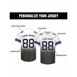 Customizable Football Jersey - Personalized Name & Number, V-Neck, Short Sleeve, Breathable Summer Fabric, Team Colors with Striped Collar - Perfect Gift for Fans, Custom Football Jersey, Fan Apparel, Durable Sportswear