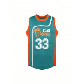 Men's #33 Embroidered Basketball Jersey - Sleeveless Polyester Vest with 