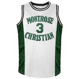 All Stitched 3 White Basketball Jersey, Breathable, Sleeveless, Embroidered Uniform Shirt For Men, Perfect For Sports & Outdoor Activities