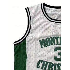 All Stitched 3 White Basketball Jersey, Breathable, Sleeveless, Embroidered Uniform Shirt For Men, Perfect For Sports & Outdoor Activities