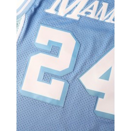 Embroidered Basketball Jersey for Men - #8-24 Breathable Polyester Knit Fabric, V-neck Sleeveless Sports Top, Loose Fit for All Seasons, Festive & Casual Outdoor Wear