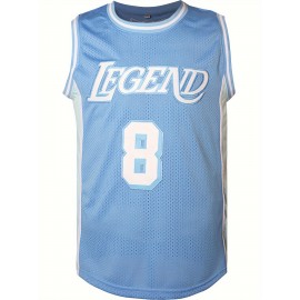 Embroidered Basketball Jersey for Men - #8-24 Breathable Polyester Knit Fabric, V-neck Sleeveless Sports Top, Loose Fit for All Seasons, Festive & Casual Outdoor Wear