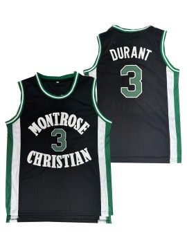 1pc Men'S #3 Montrose Christian Basketball Jersey - Embroidered Name & Number, V-Neck, Slight Stretch Polyester, Sports & Party Wear, Loose Fit, Four Seasons, Adult - Black