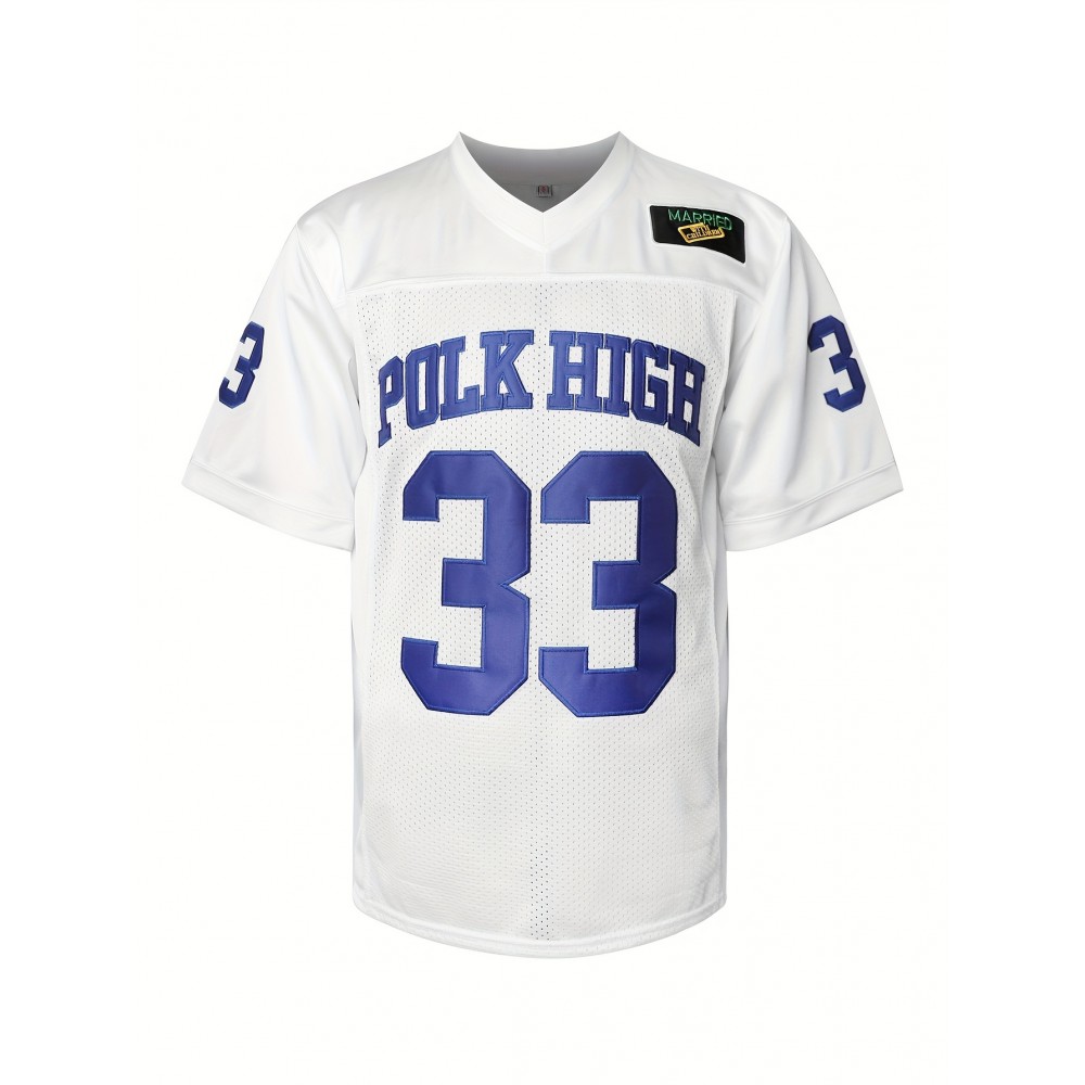 Men's #33 White American Football Jersey - V-Neck, 