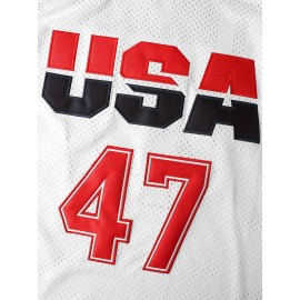 Men'S #47 White Basketball Jeresys Stitched Name And Number S-3XL