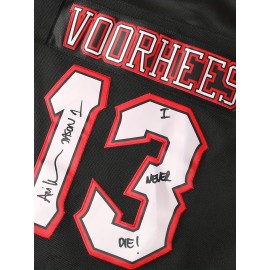 Men's #13 Voorhees Embroidered Hockey Jersey - Black & White, Polyester, V-Neck Captain's Sweatshirt with 