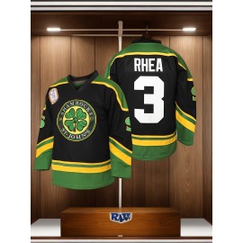 Men's #3 Embroidered Hockey Jersey - V-Neck, Long Sleeve, Color Block Design in White, Green & Black - Perfect for Sports & Casual Wear