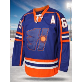 Men'S #69 Ice Hockey Jersey, Letter And Number Embroidered Breathable Sport Top, V-Neck, Loose Fit - Suitable for Training, Outdoor Activities, And Casual Wear.