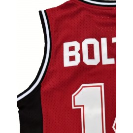 Men's #14 Red Basketball Jersey - Bolton Wildcats Embroidered, Breathable Polyester Sleeveless Sports Uniform for All Seasons, Perfect for Team Sports & Outdoor Activities, Team Apparel | Versatile Uniform | Allseason Apparel