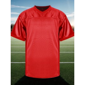 Men's Polyester Rugby Jersey | V-Neck, Breathable & Stretchy | Multi-Season Sports Top with Details | Ideal for Casual Wear & Team Sports | Machine Washable | Suitable for All Seasons