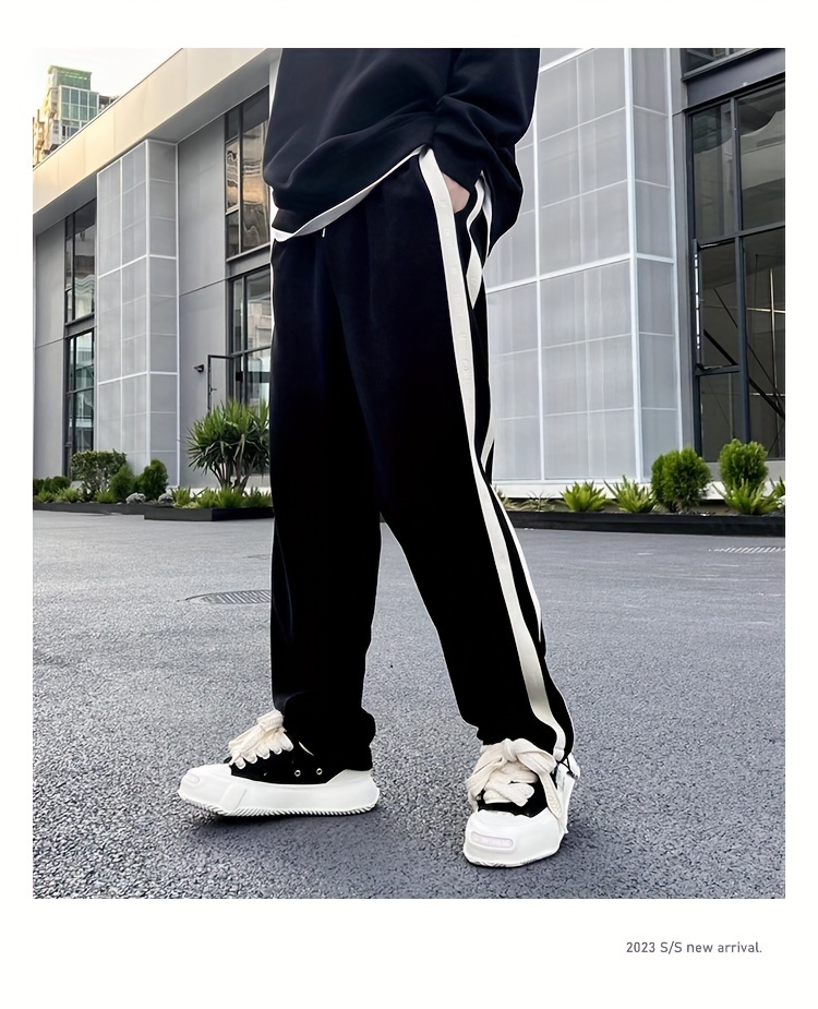 mens loose   striped track pants with pockets   drawstring cotton   pants for outdoor activities gift details 6