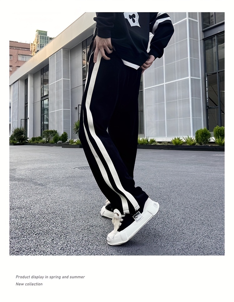 mens loose   striped track pants with pockets   drawstring cotton   pants for outdoor activities gift details 7