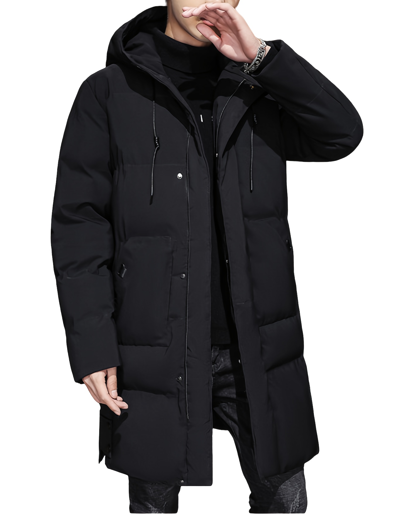 mens plus size windbreaker padded jacket mens loose and   long jacket mens   light   details 6